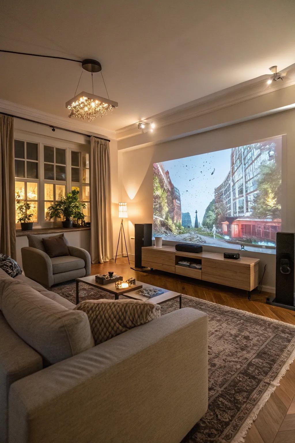 Transform your family room with captivating image projections.
