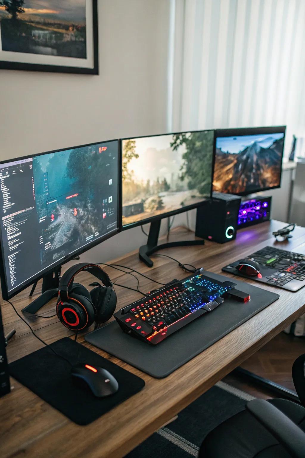 Multiple screens deliver an expansive gaming experience.