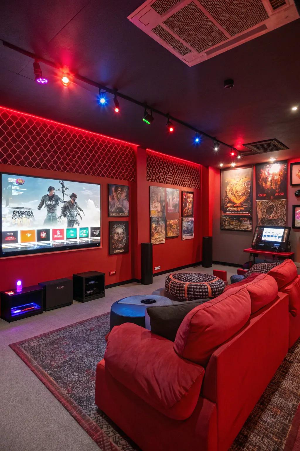 Red details inject energy and thrill into your gaming space.