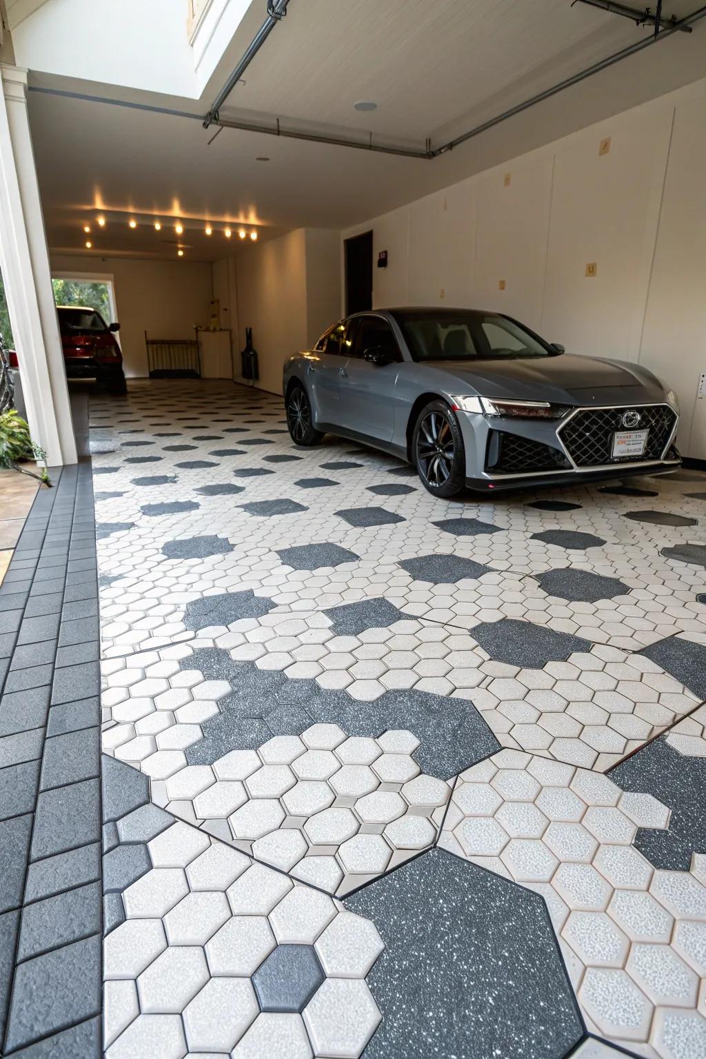 Embrace a contemporary style with geometric surface tiles.