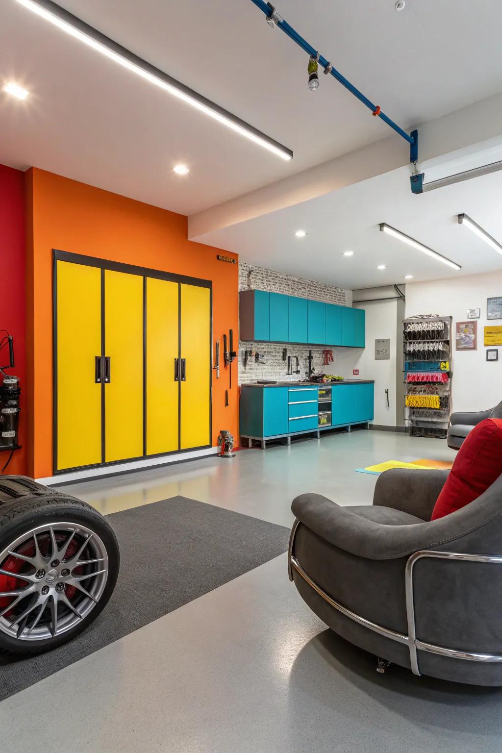 Intense wall colors inject vitality into an otherwise functional setting.