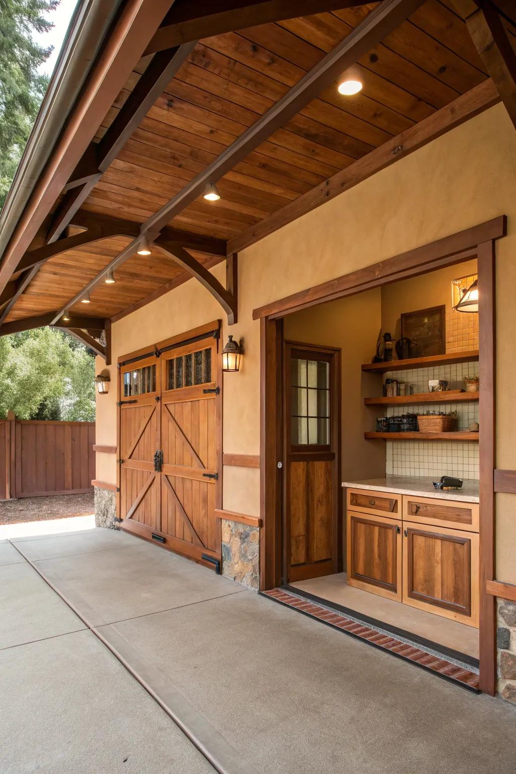Using natural tones makes your garage feel cozy.