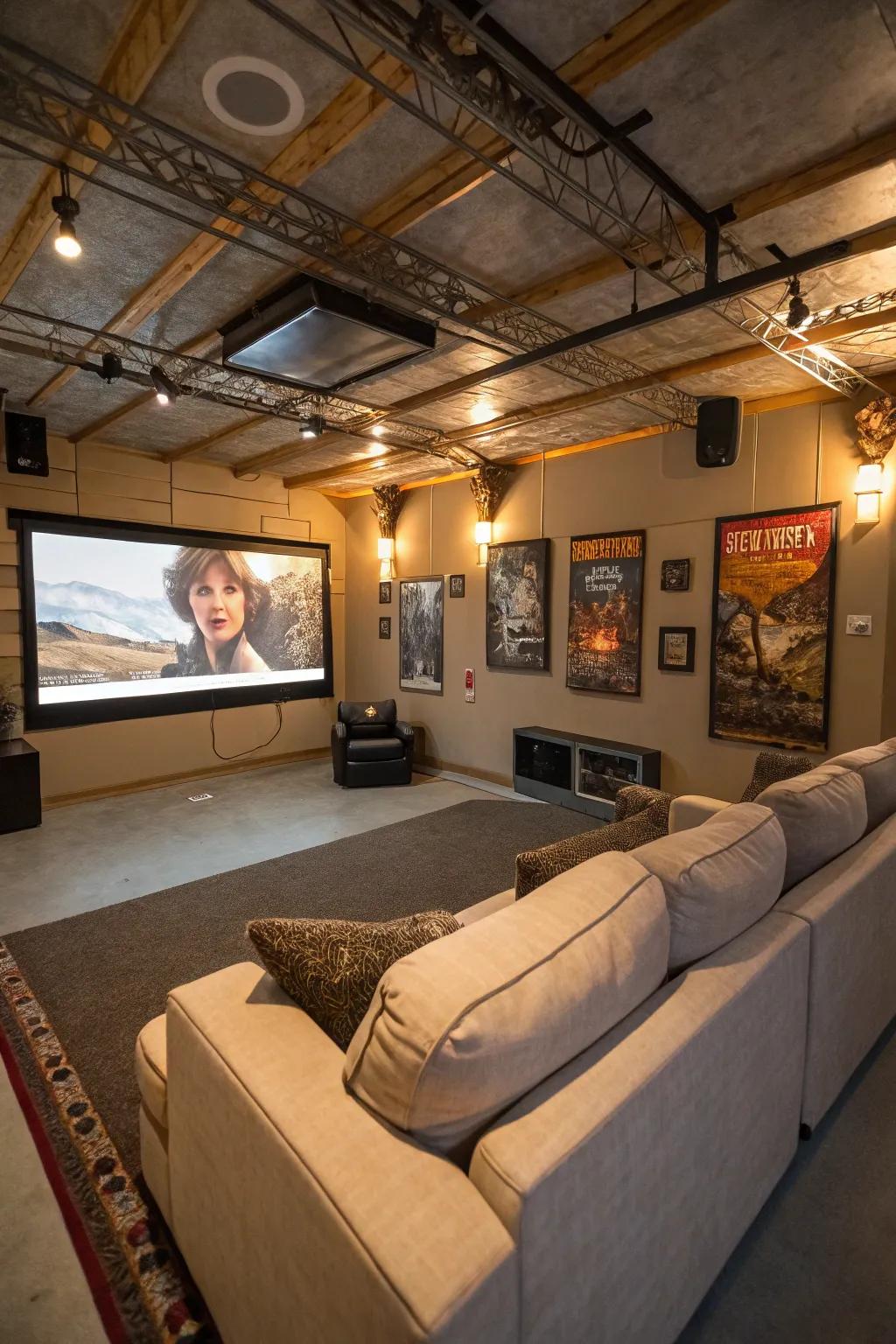 Enjoy cinematic experiences right in your transformed garage.