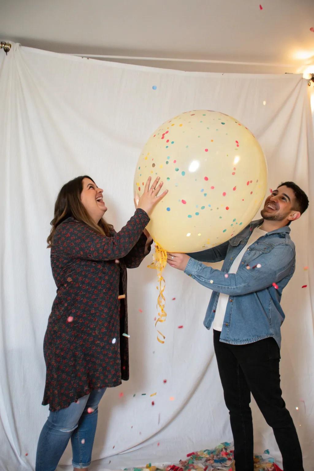 The expectancy escalates with this exhilarating balloon burst display.