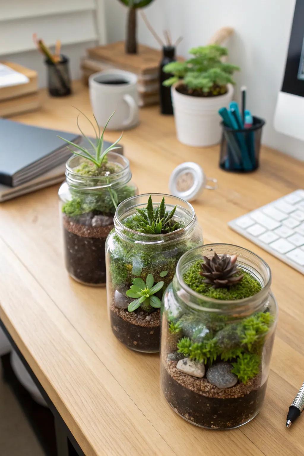 Little plant displays add a refreshing element of nature to inside areas.