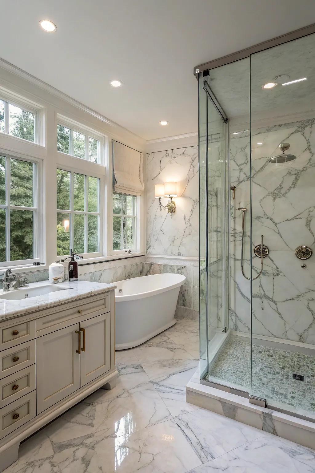 Stone and glass come together for a hint of luxury.