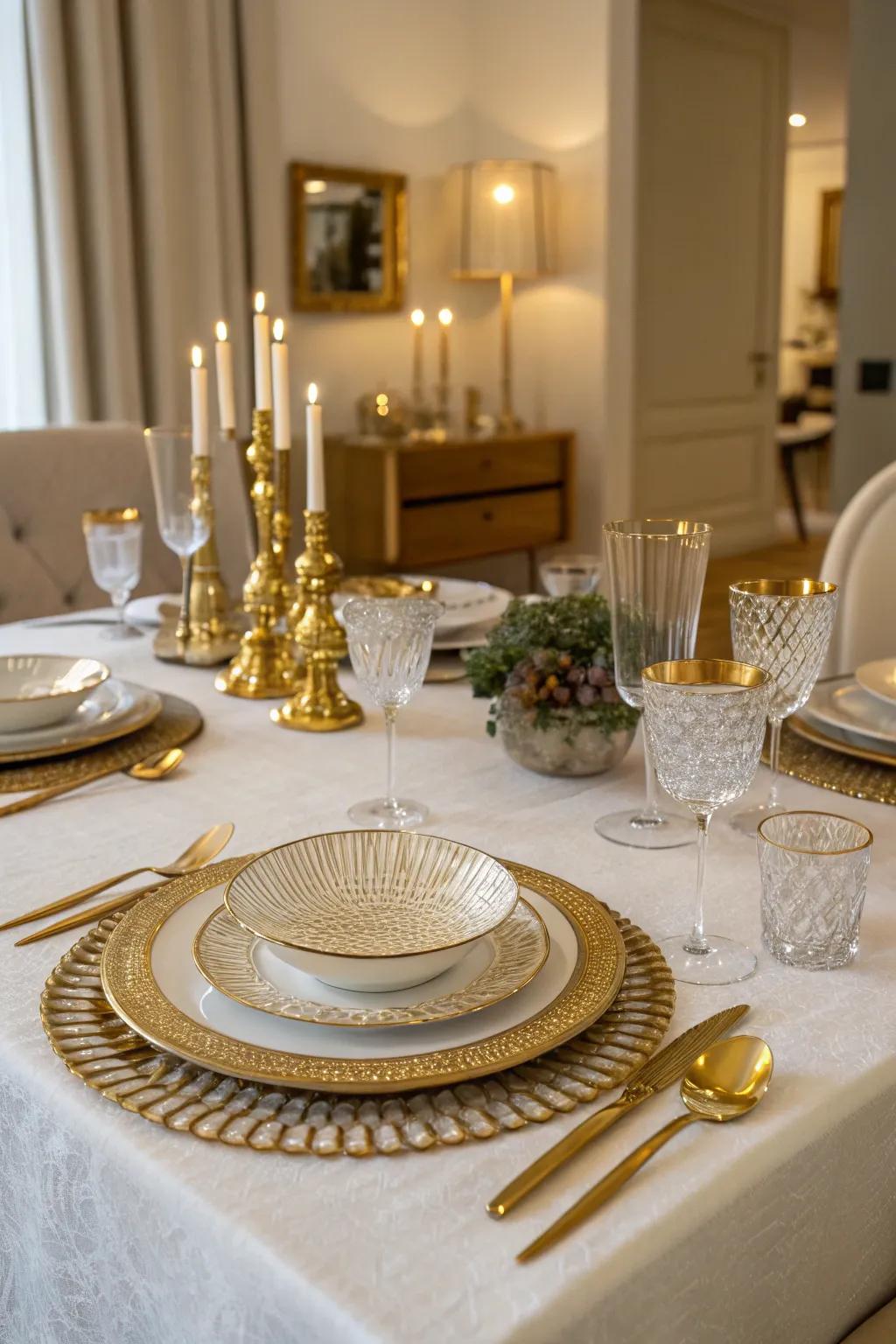 Gilded tableware introduces a layer of sophistication to your birthday dining occasion.
