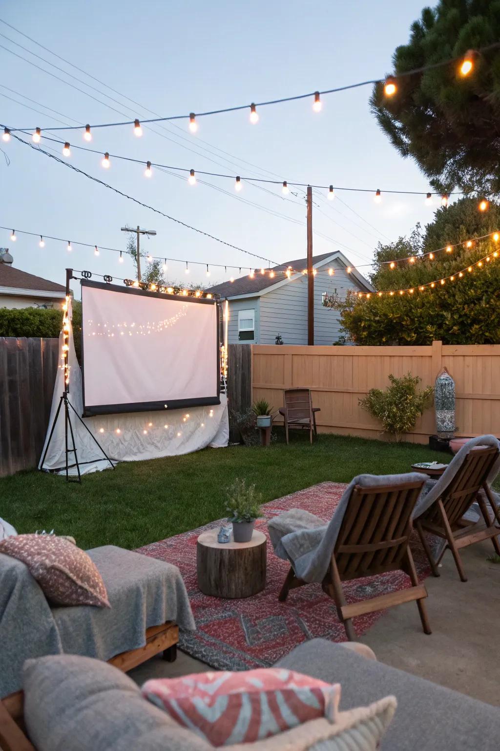 A sky full of stars and stories: Setting up a captivating outdoor movie night.