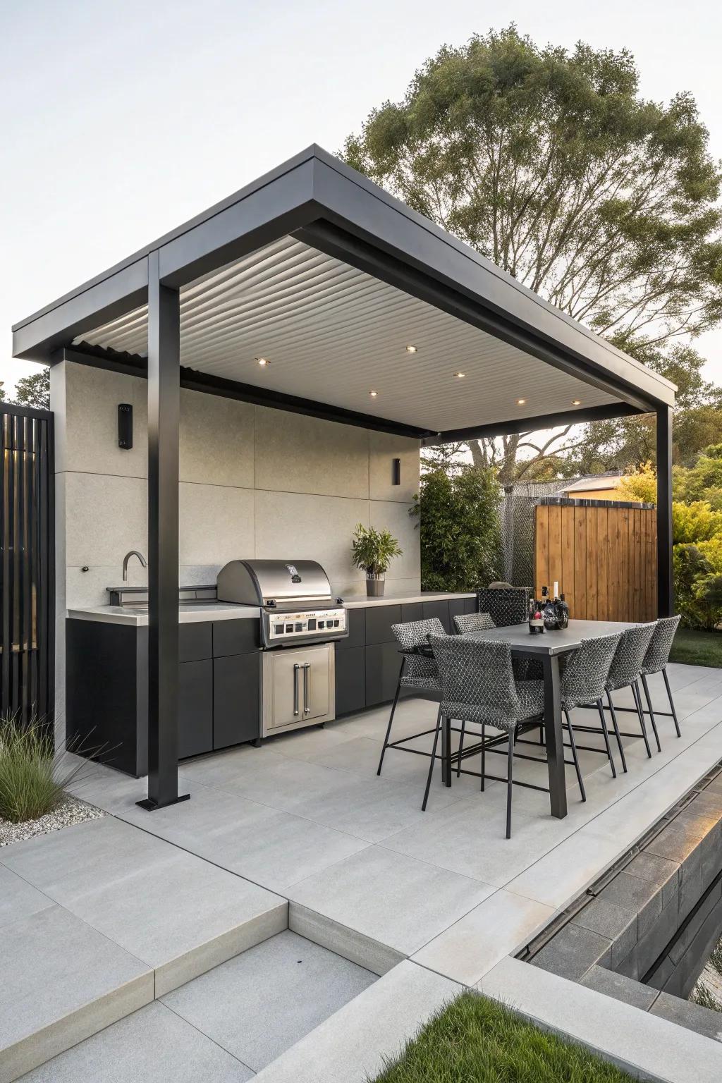 Embrace contemporary elegance with a streamlined pavilion design.