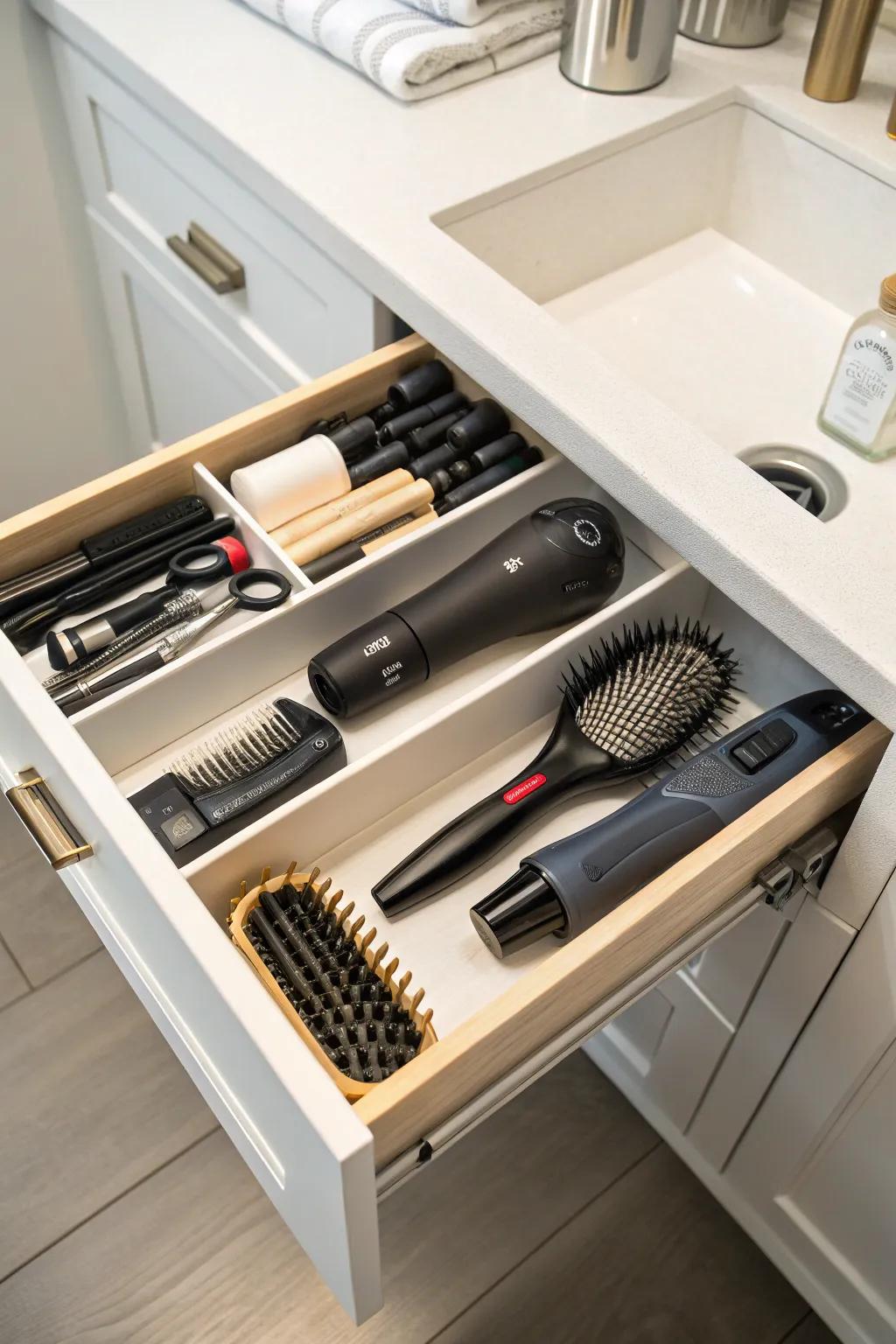 Custom-fit drawer liners designed for an orderly and streamlined bathroom.