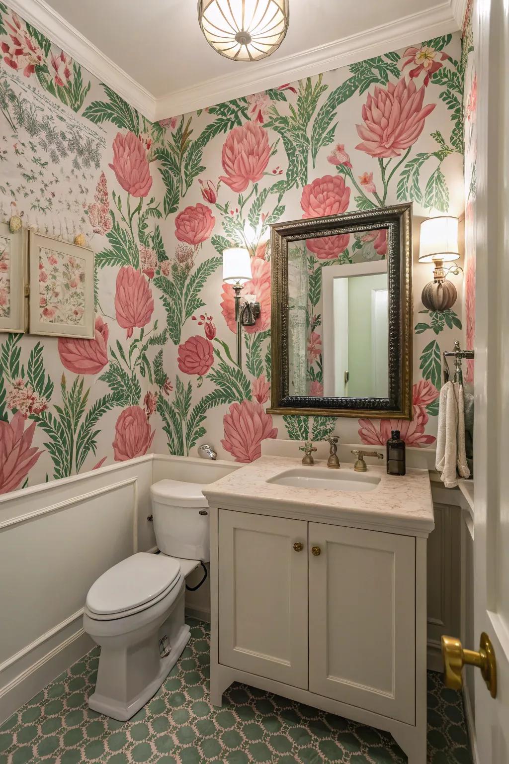 Botanical themes cultivate a tranquil and organic atmosphere.