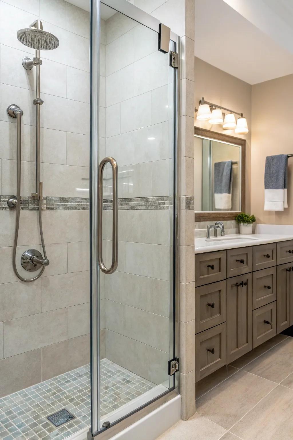 Safety harmonizes with style through elegantly crafted assistance handles.