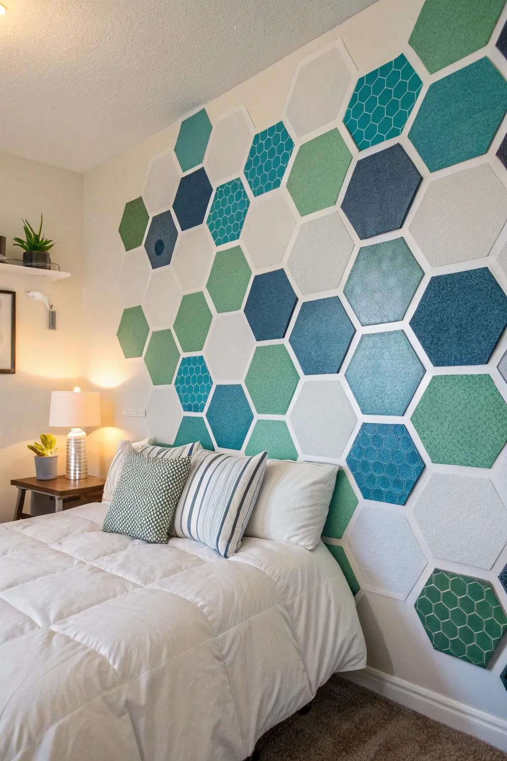 Vibrant hexagons infuse your walls with life and energy.