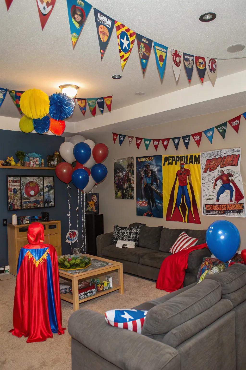 A superhero-inspired living area primed for excitement.