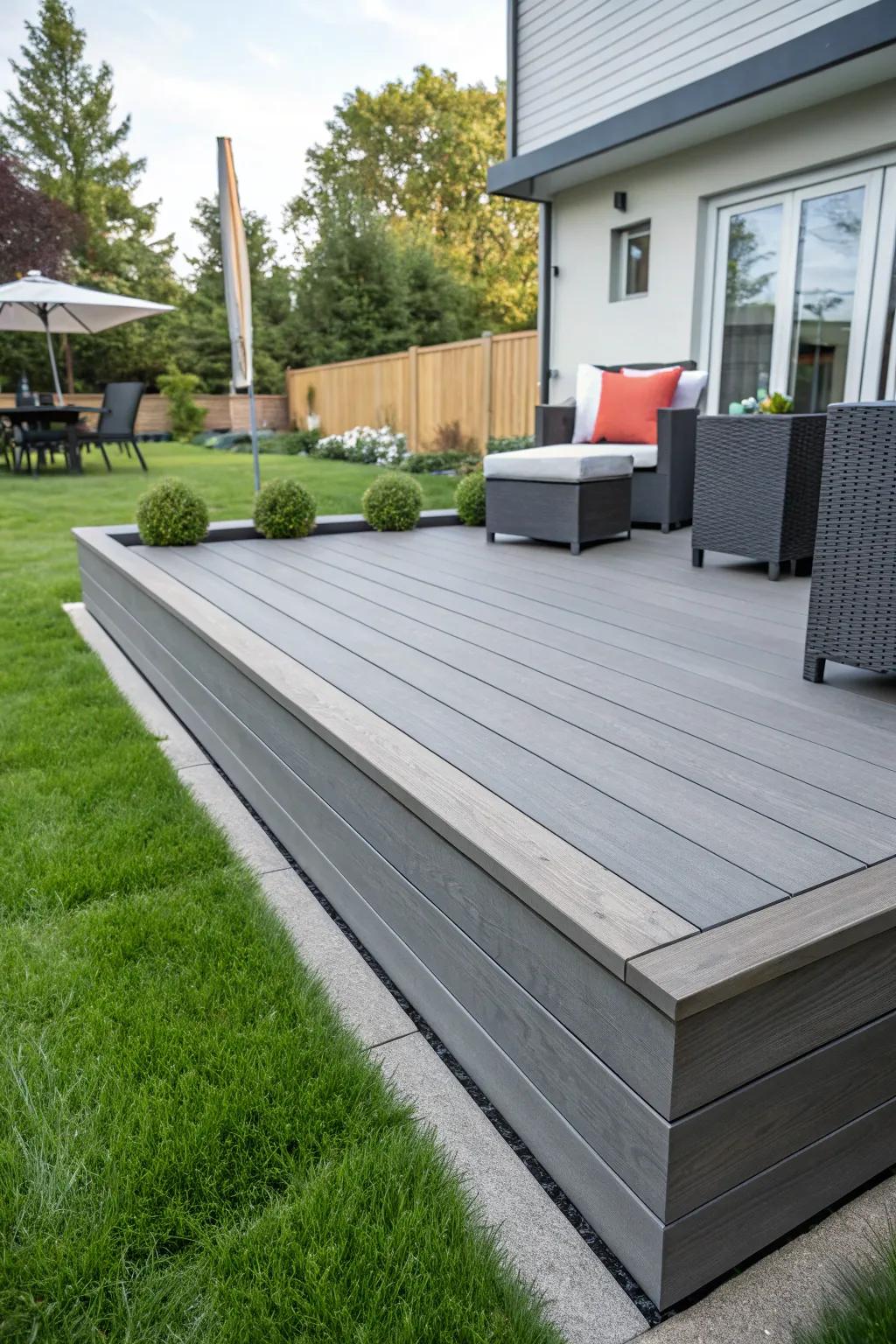 Composite skirting provides a streamlined, current aesthetic.