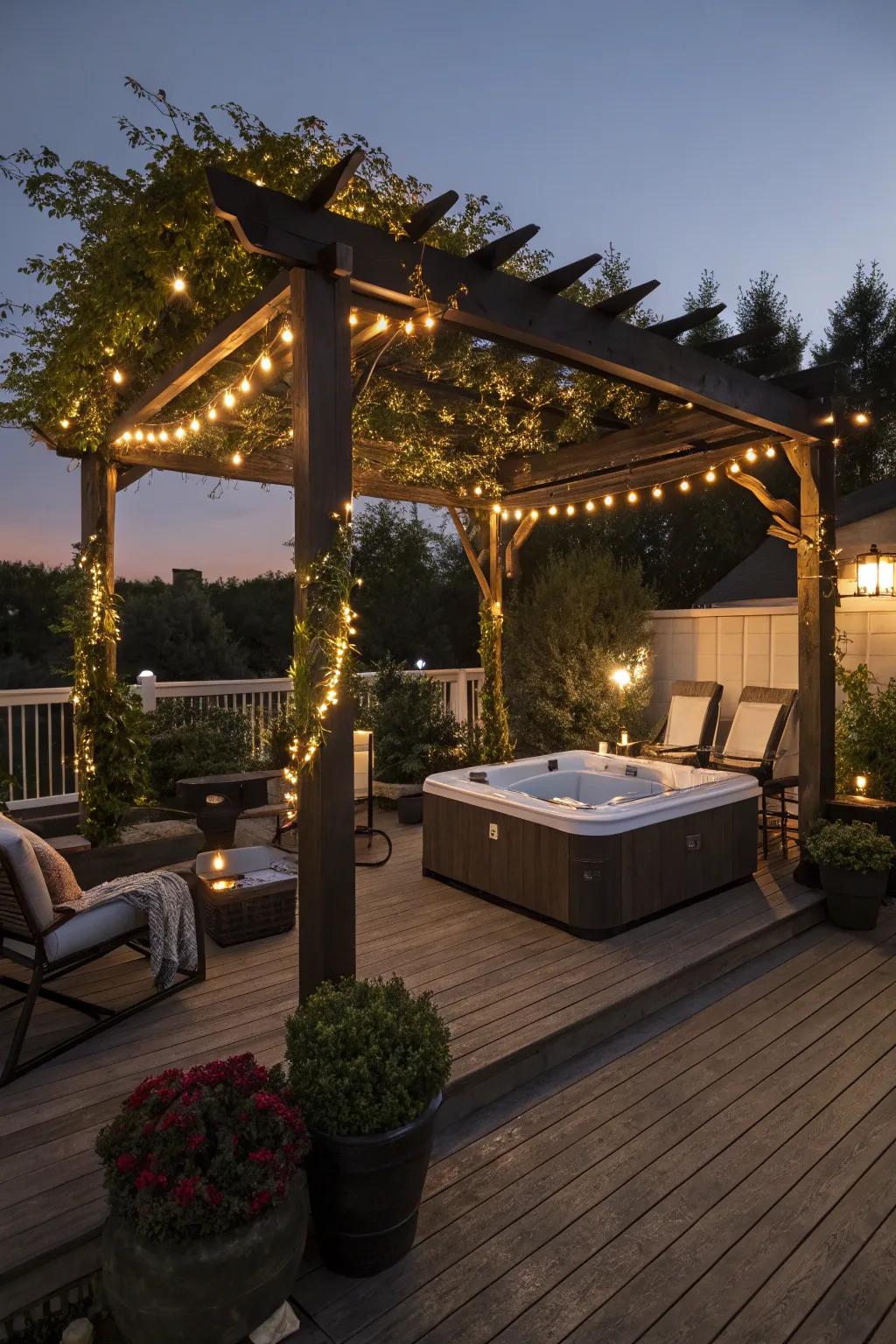 An overhang introduces an element of sophistication and shade to your spa deck.