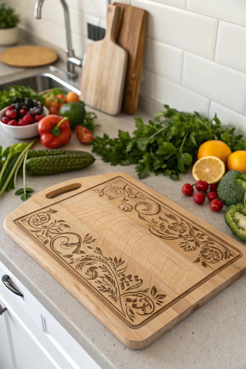 An etched cutting board ready for your next culinary creation.