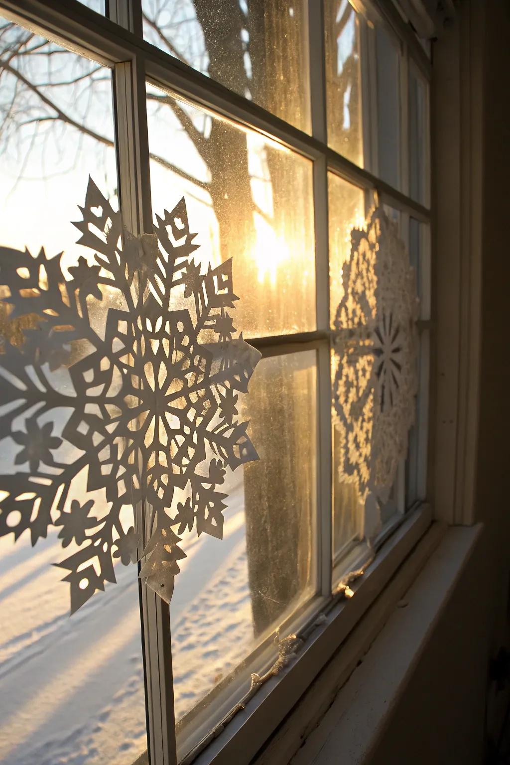 Graceful lace-style snowflakes impart a hint of sophistication.