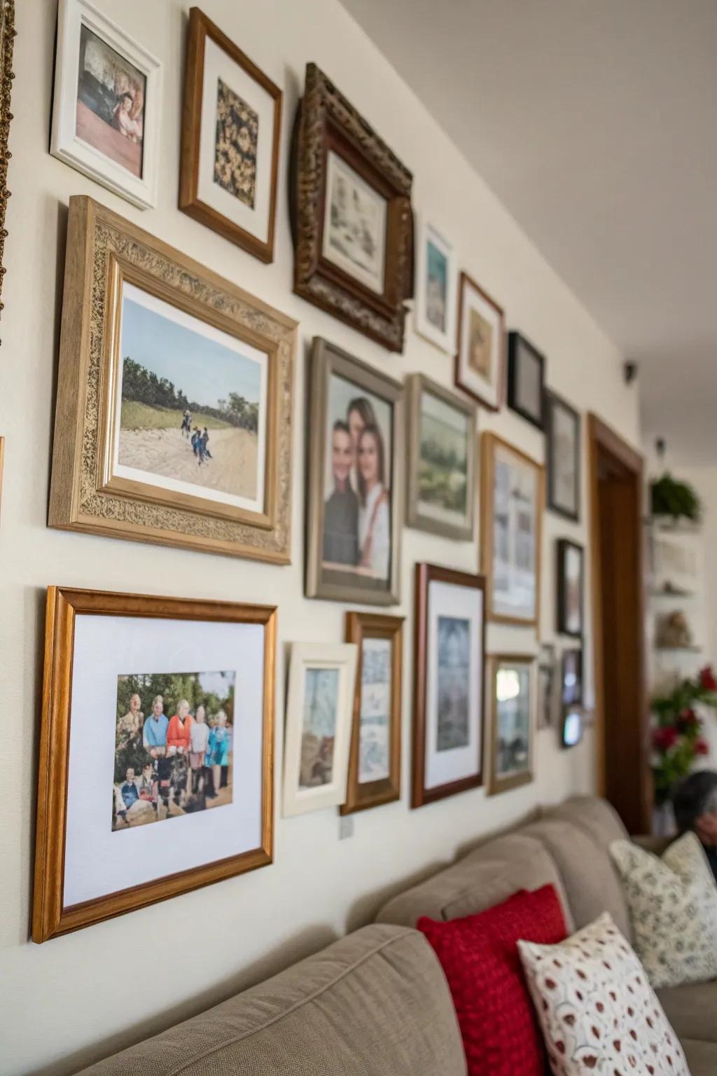 A customized art display enriches your home with personality and a cozy atmosphere.