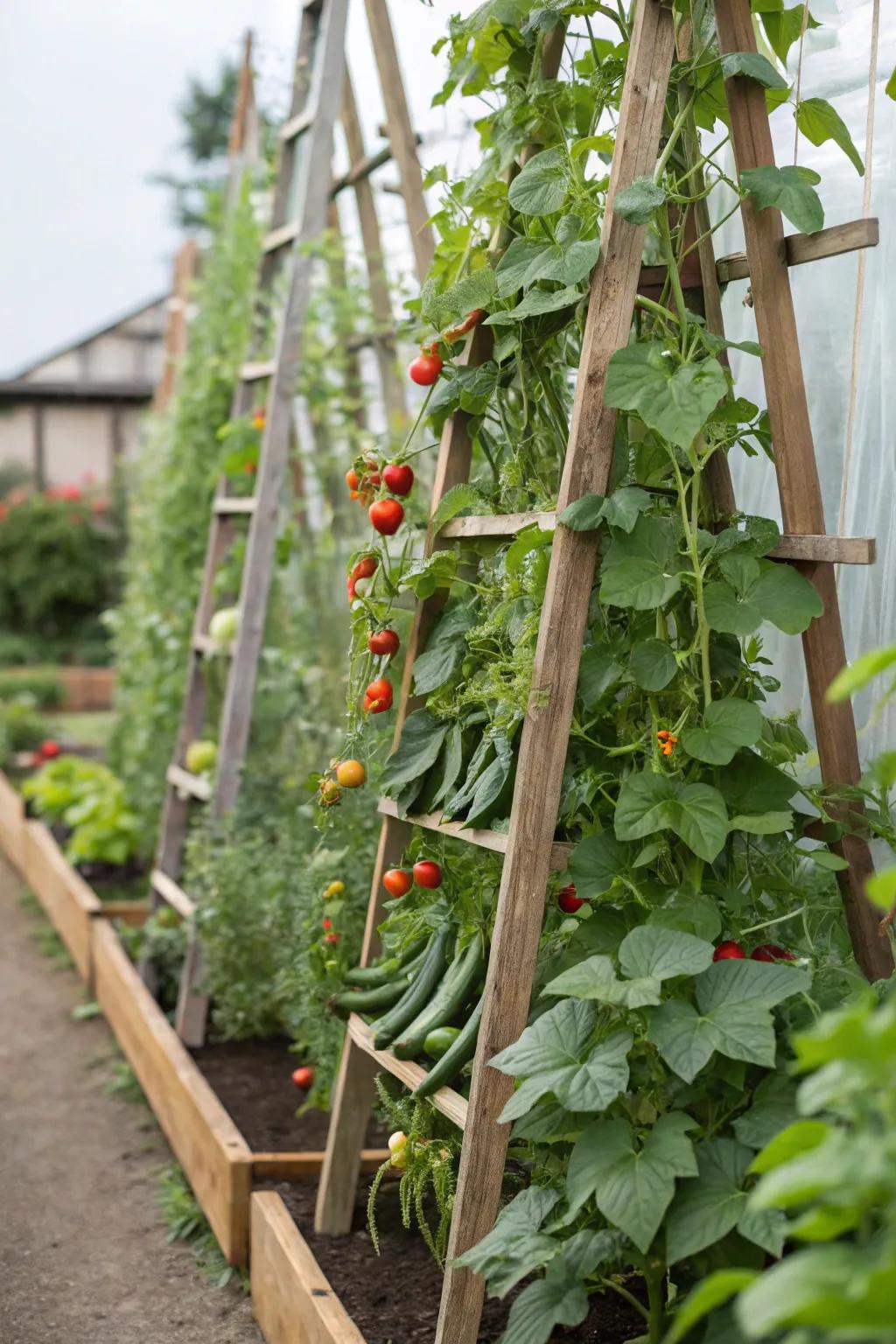 Upward gardening transforms compact areas into prolific veggie sources.