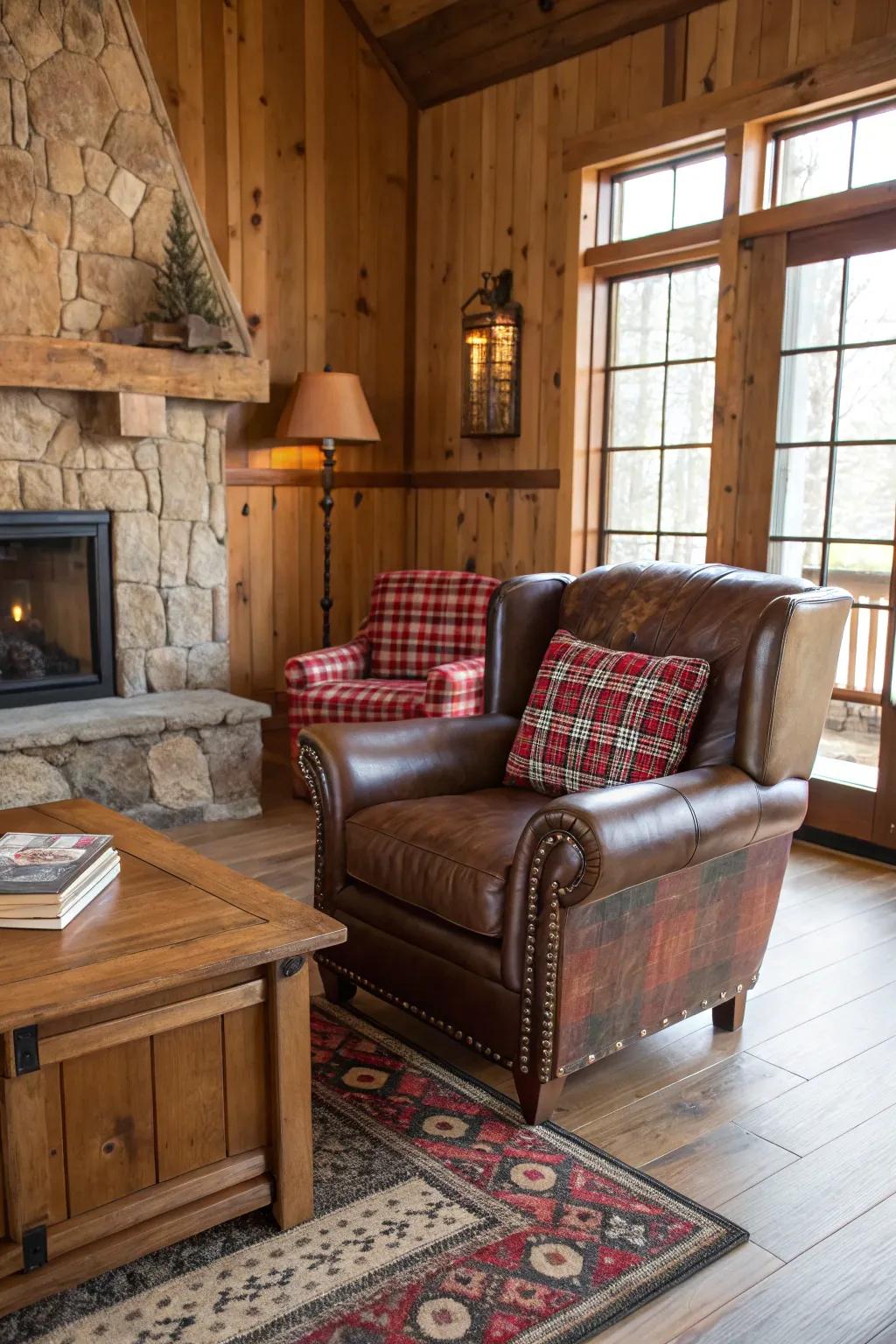 Rustic furniture combines comfort with elegance.