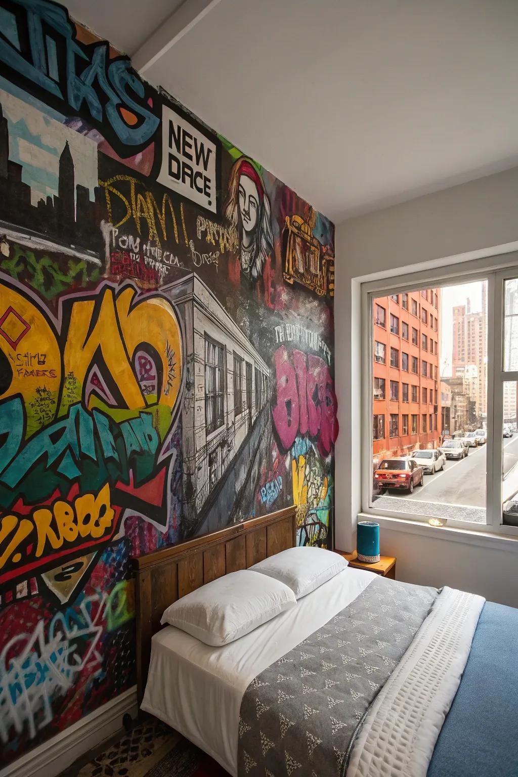 Street art-inspired art introducing a striking urban atmosphere to the area.