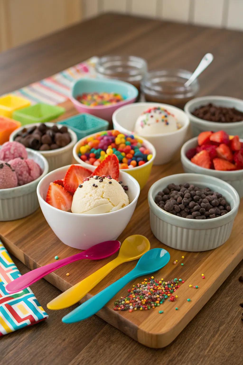 A build-your-own sundae bar inspires creativity and indulgence.