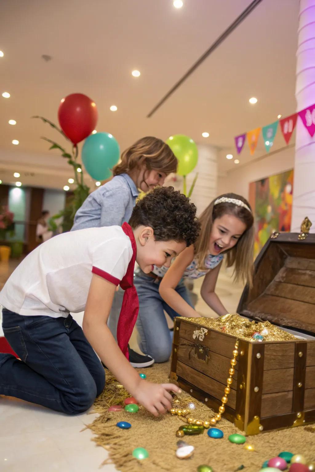 An indoor scavenger hunt involves and excites young explorers.