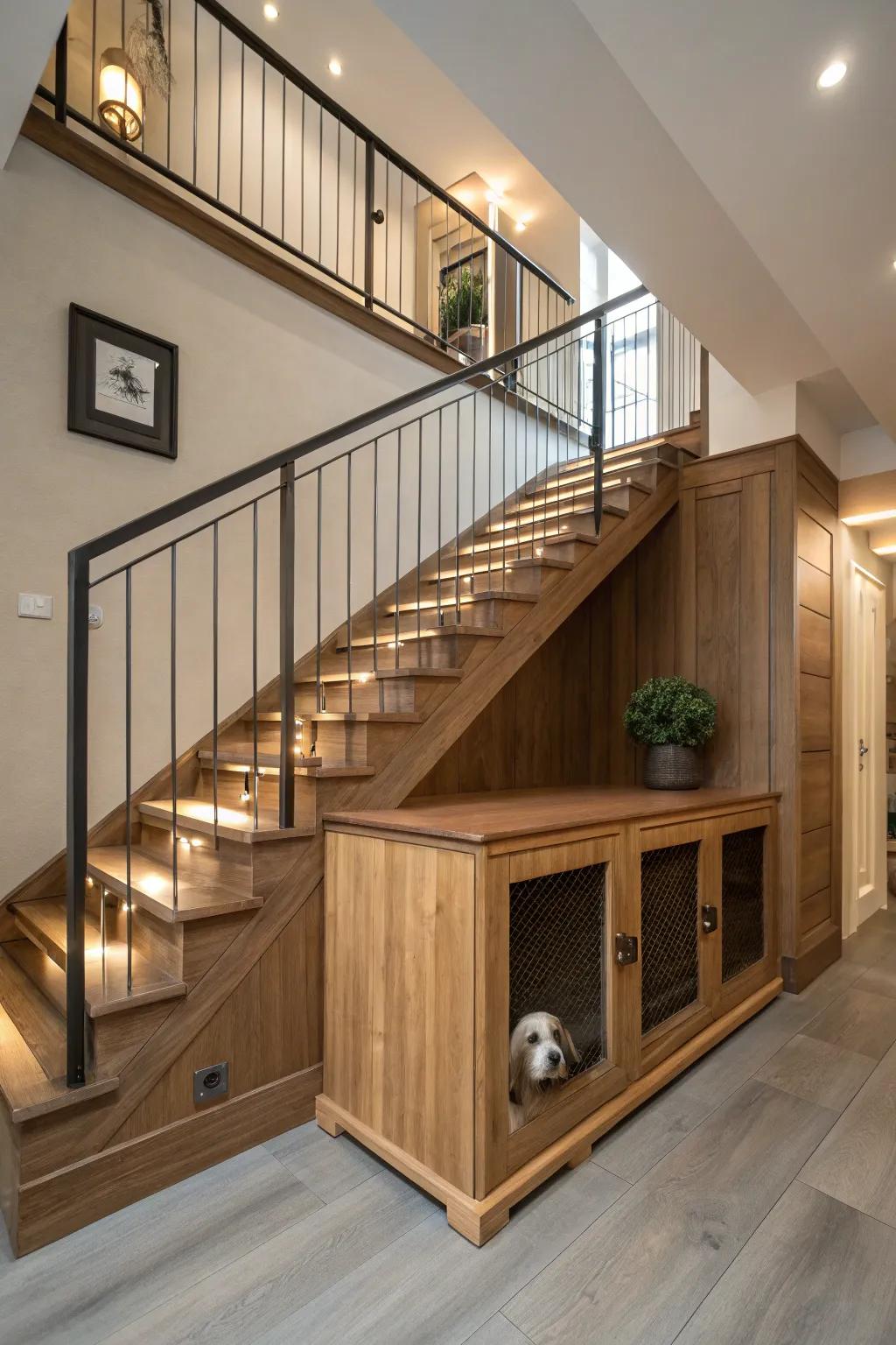 Transforming under-stair space into a secluded retreat for your canine friend.