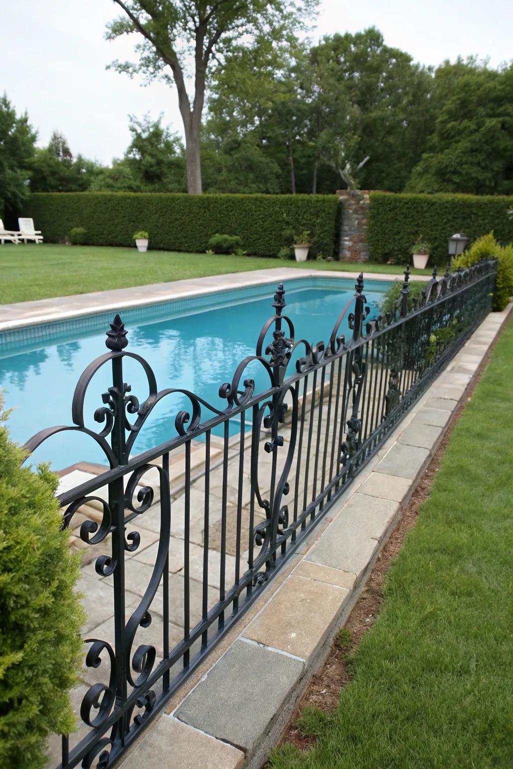 Forged metal enclosures impart a classic refinement to any poolside space.