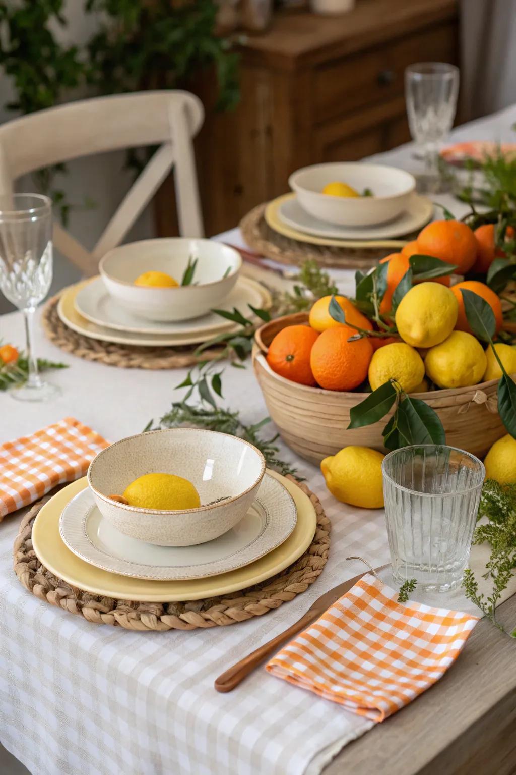 Citrus fruits add a vibrant and revitalizing accent.