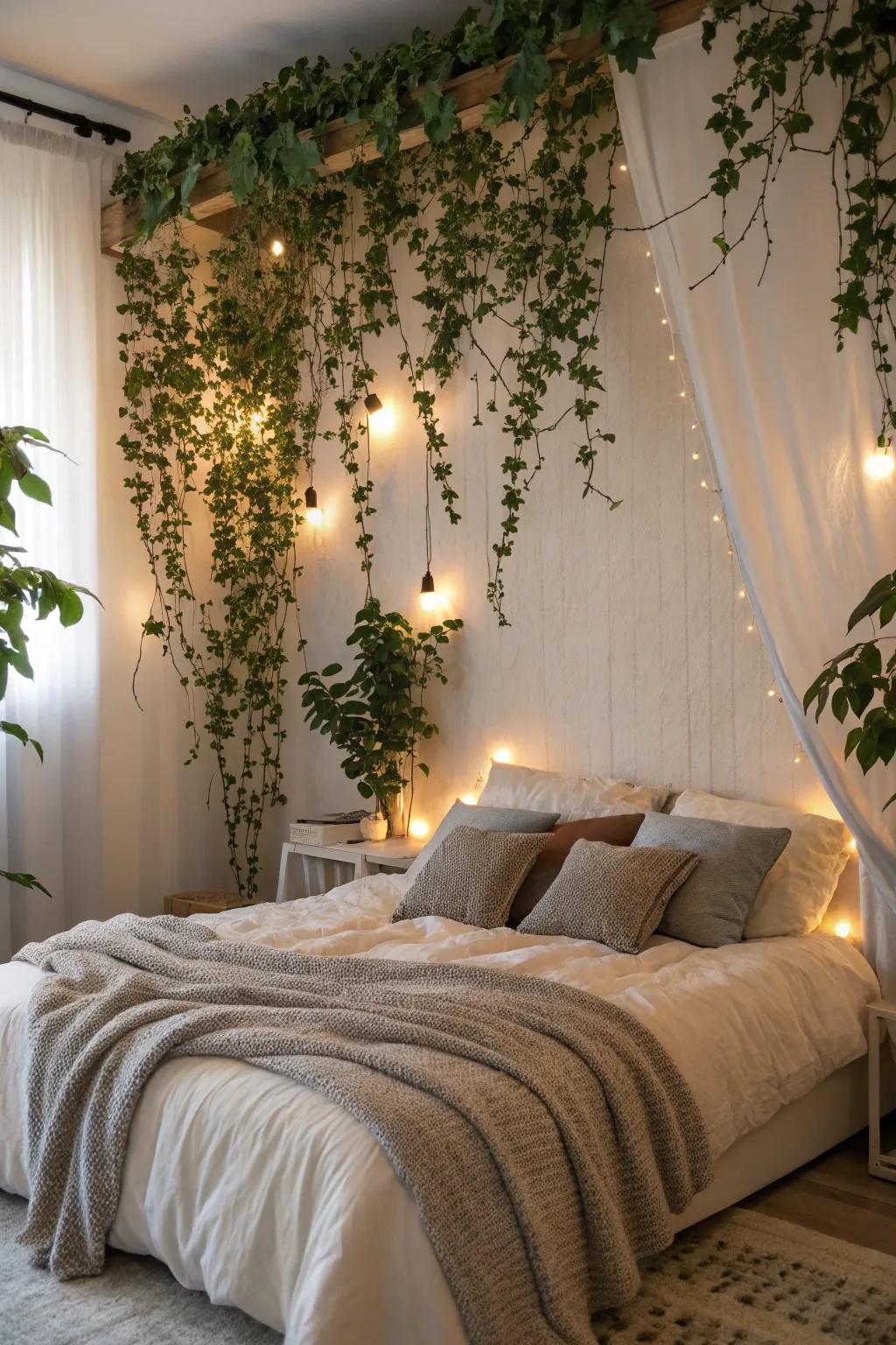 A bedroom showcases a vibrant green wall, contributing a hint of natural beauty and peacefulness.