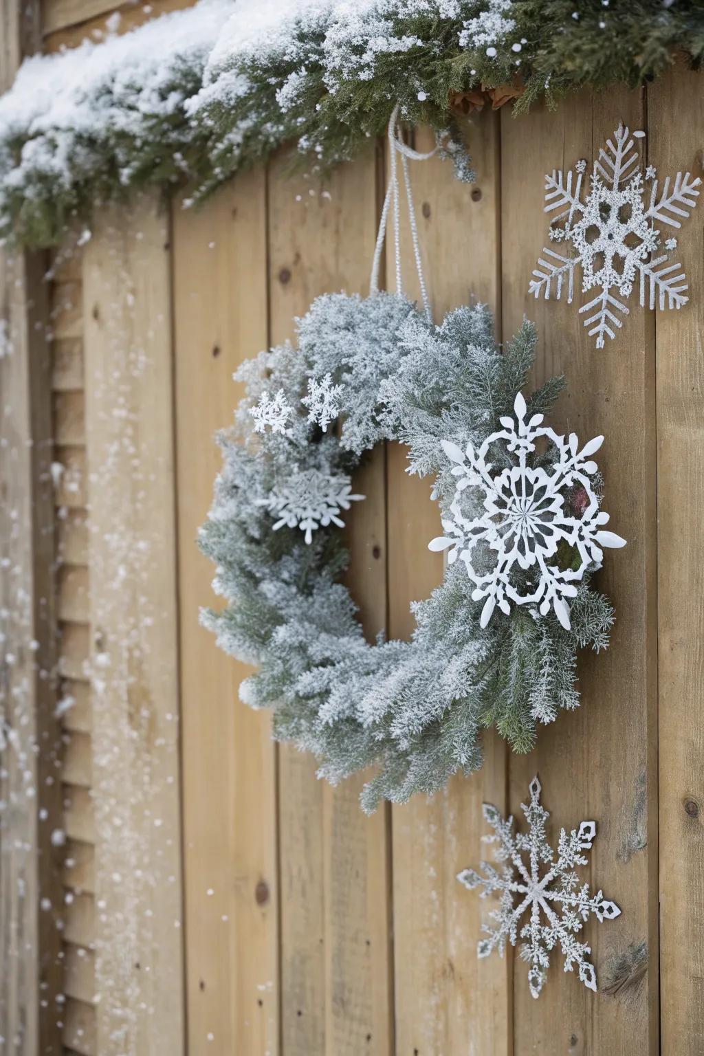 With snowflake-embellished garlands, transform your area into a winter wonderland.