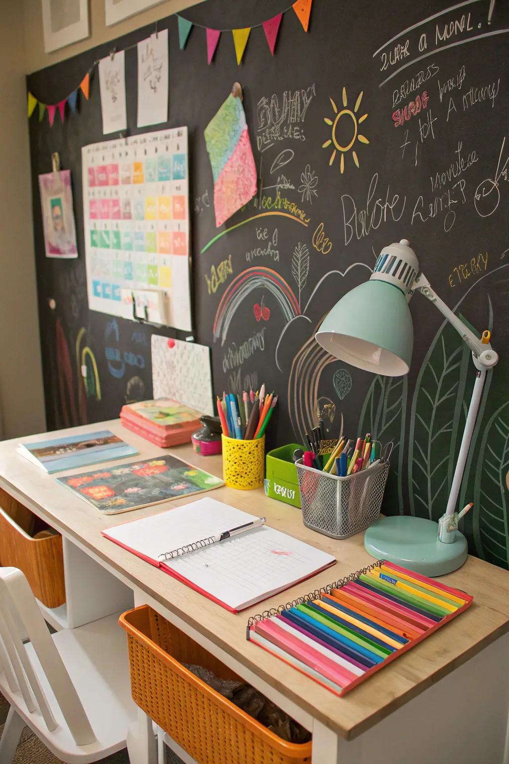 A fun slate surface to boost creativity and organization.