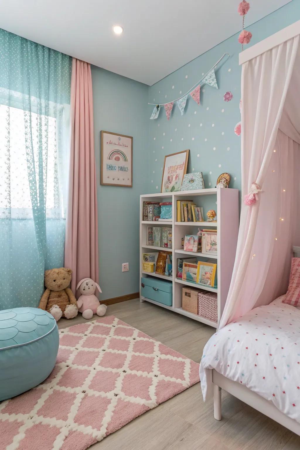 Delicate tints create a peaceful and serene setting.