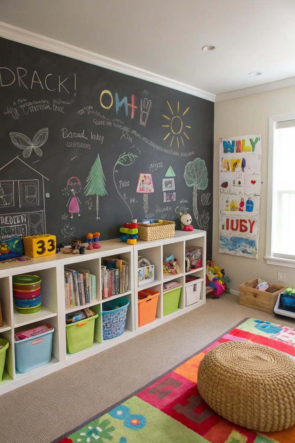 Blackboard walls present infinite spaces for imagination and scholastic activities.