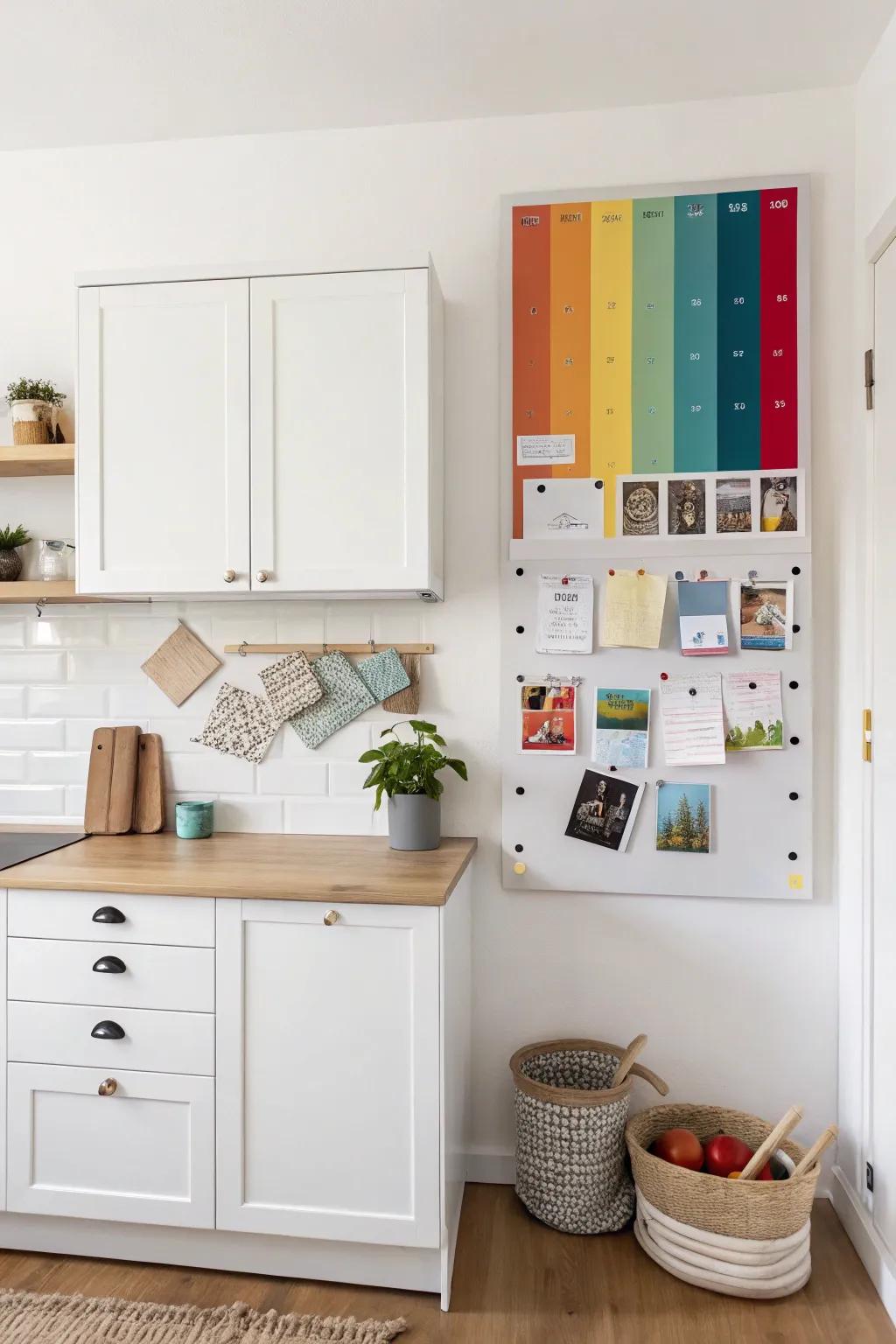 Introduce a burst of color with a chic metallic board.