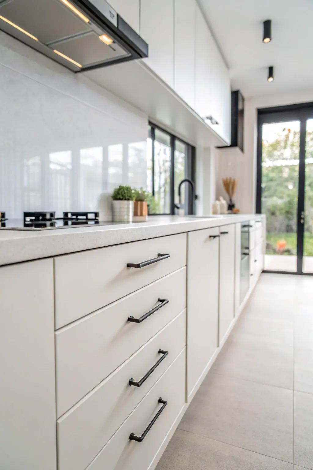 Simple grips add a hint of modern elegance to kitchens.