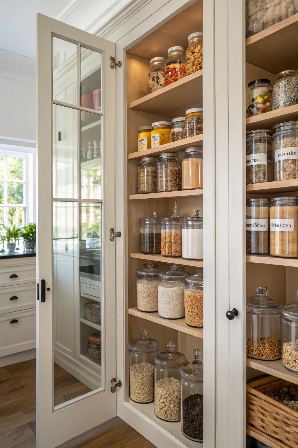 Glass doors change your food storage to a classy display.