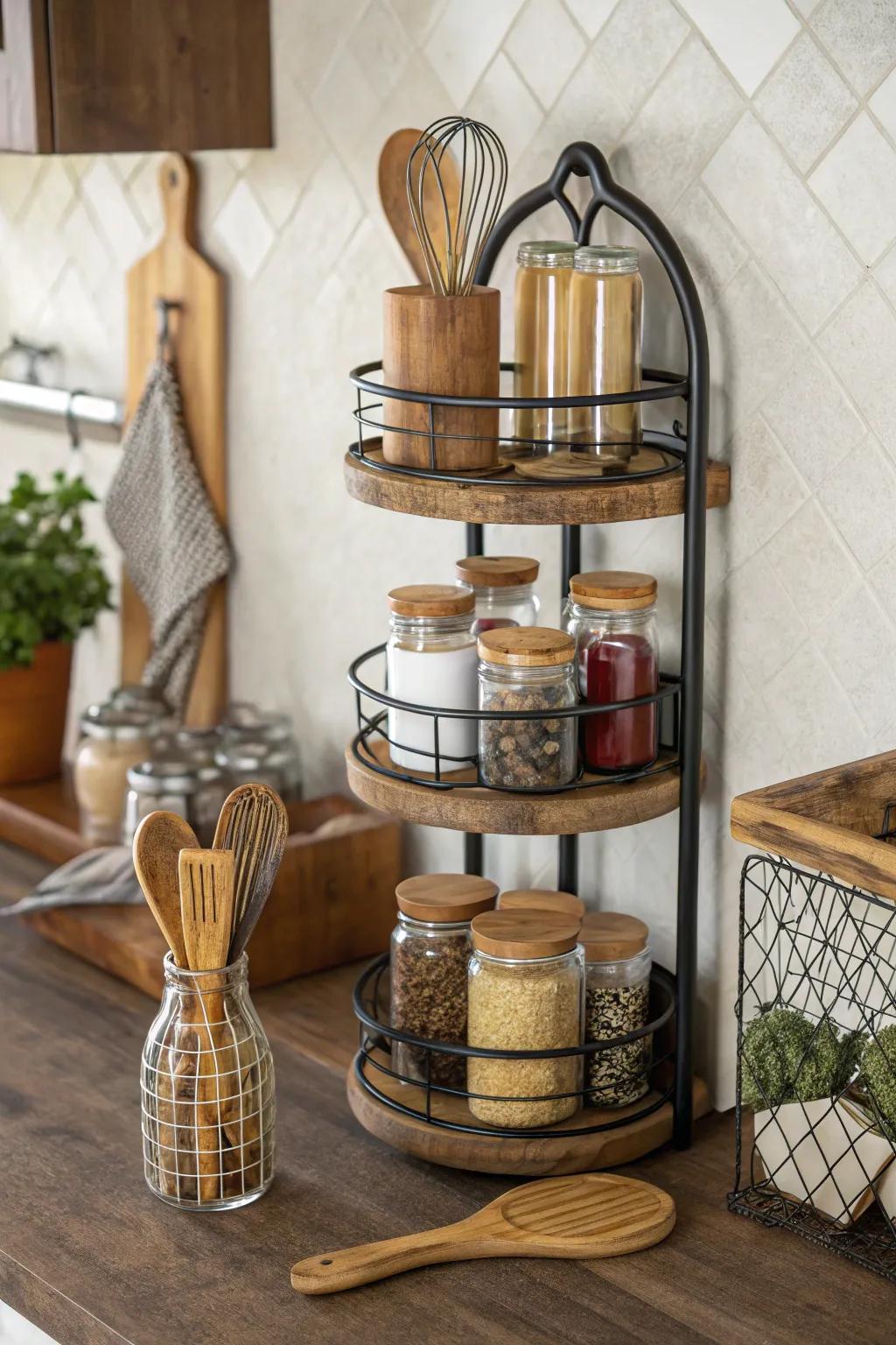 Organic materials, such as timber and metal, present a timeless and sturdy kitchen appeal.