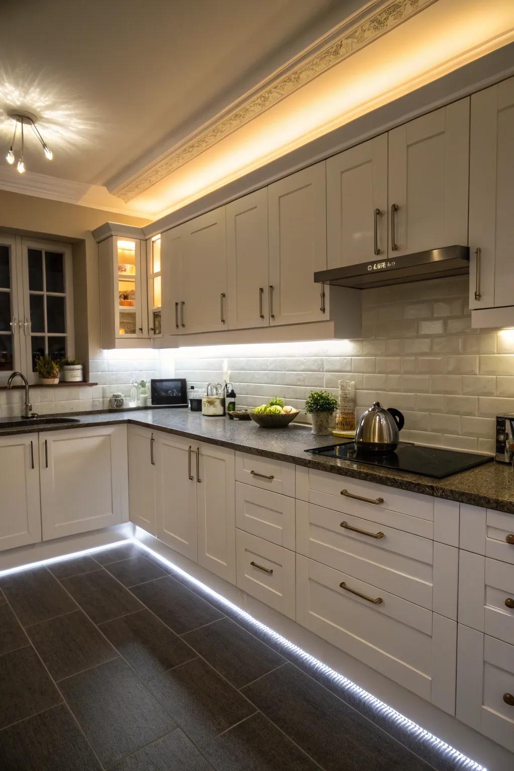Enhance your countertops with functional under-cabinet lighting.