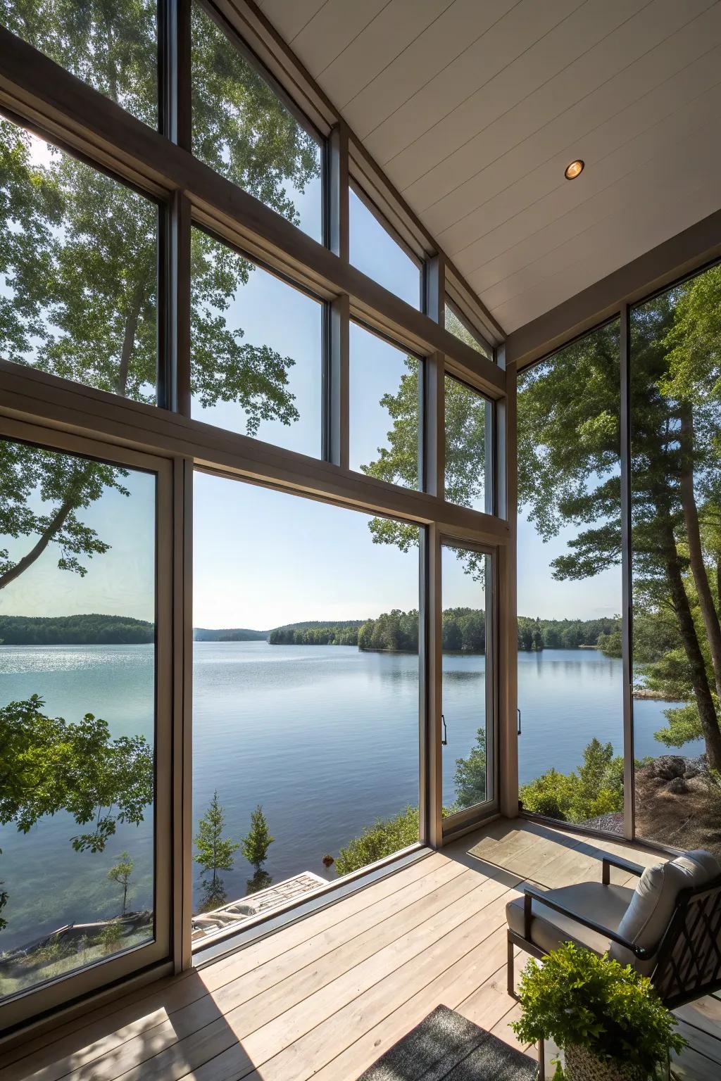 Sweeping panes present awe-inspiring vistas and natural illumination.