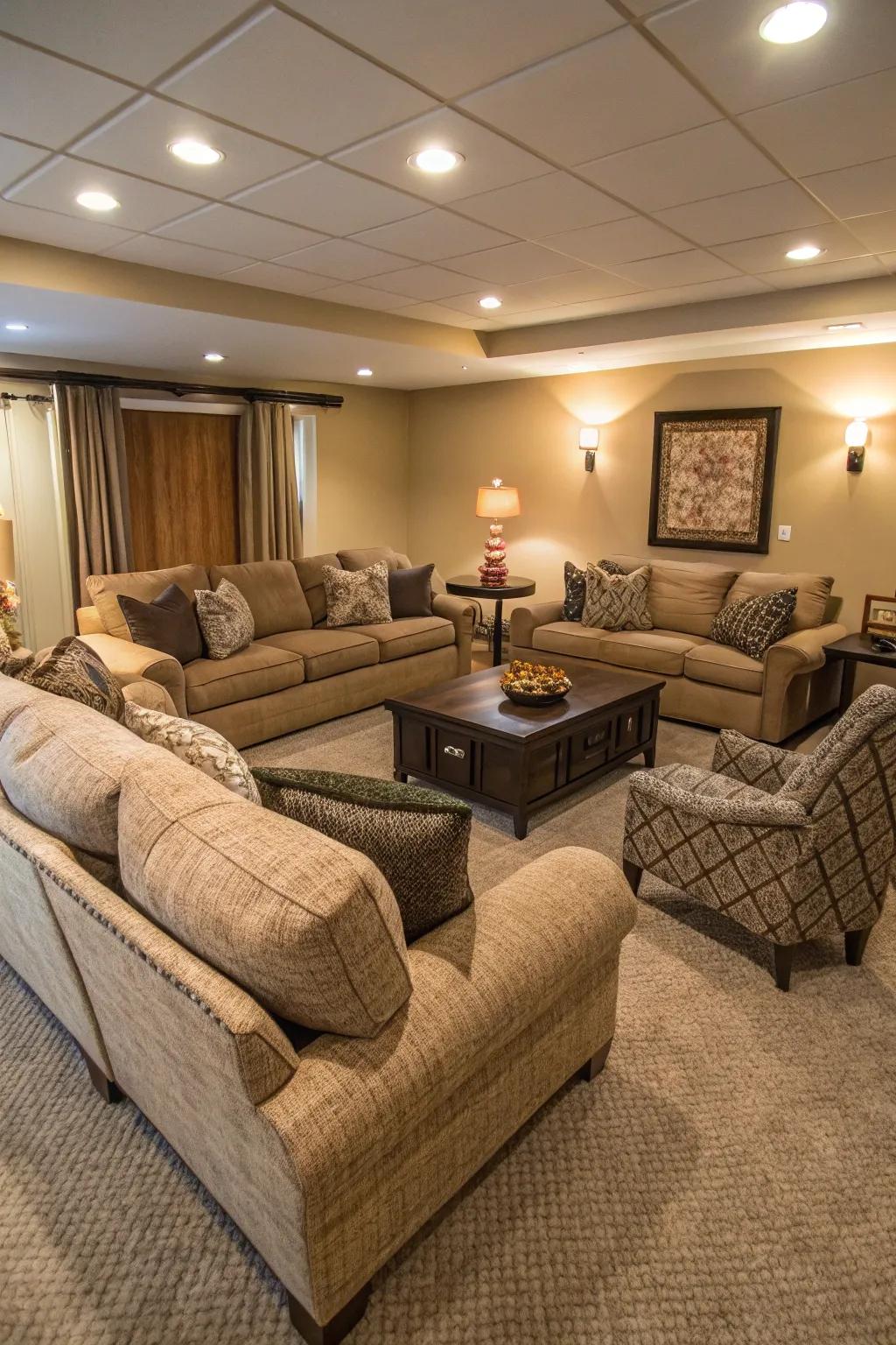 Abundant seating encourages an inviting atmosphere.