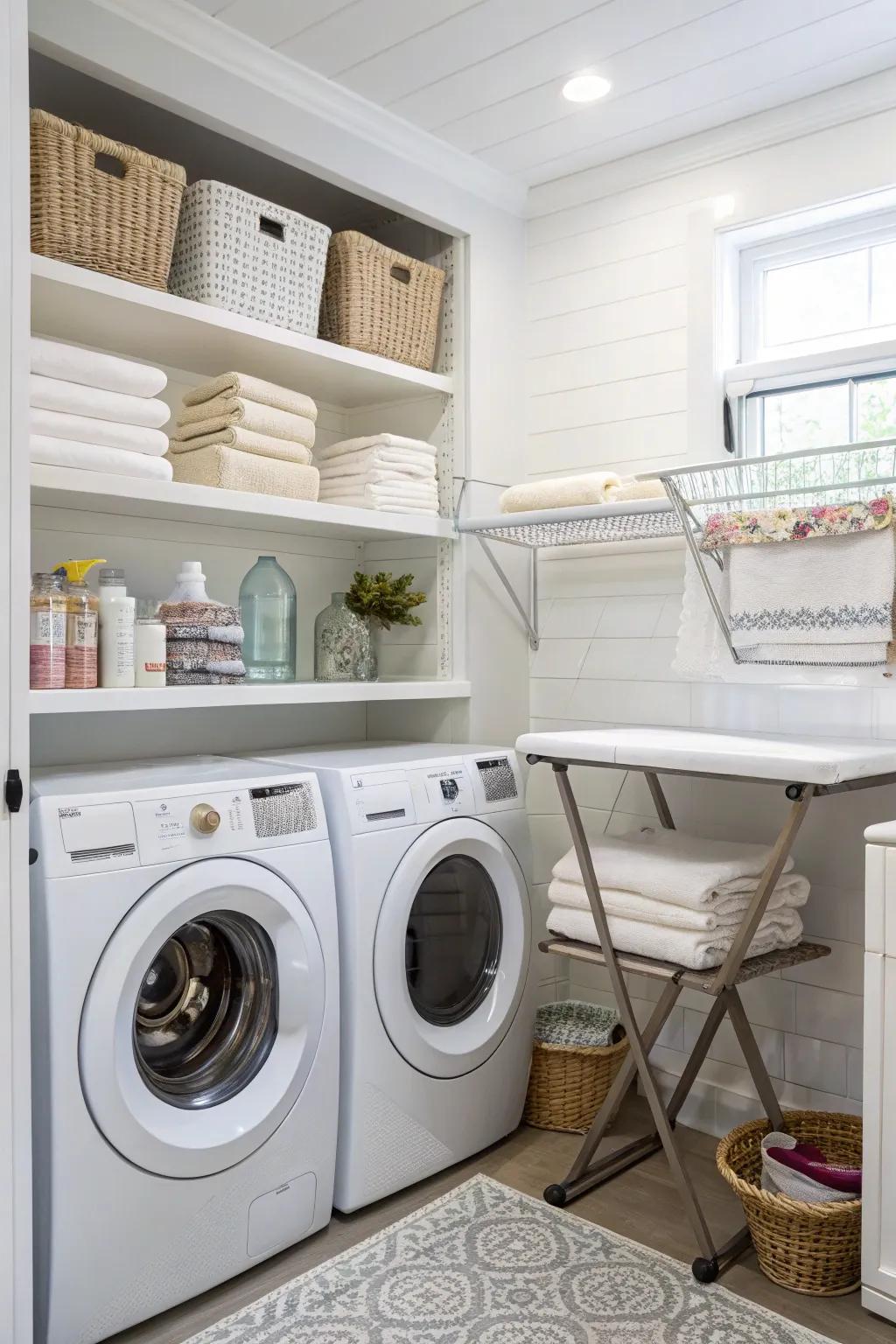 A practical folding zone simplifies washing chores.