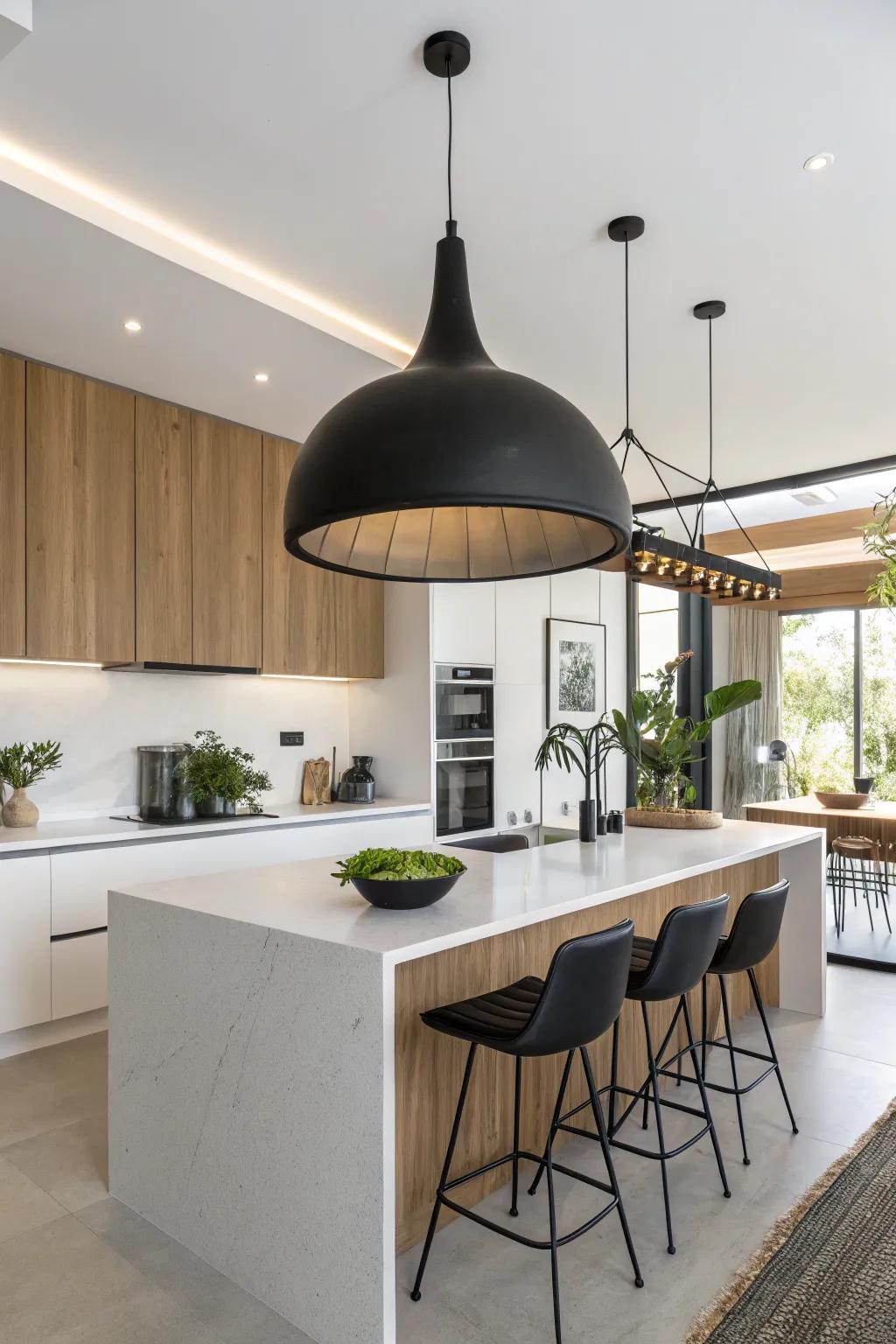 Refresh your kitchen with contemporary pendant lights for a modern design.