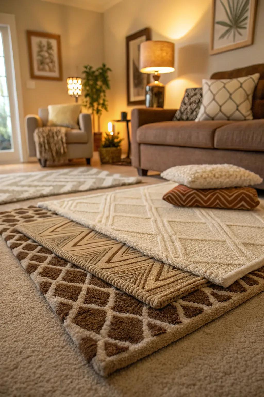 Materials infuse richness and intrigue into your living space.