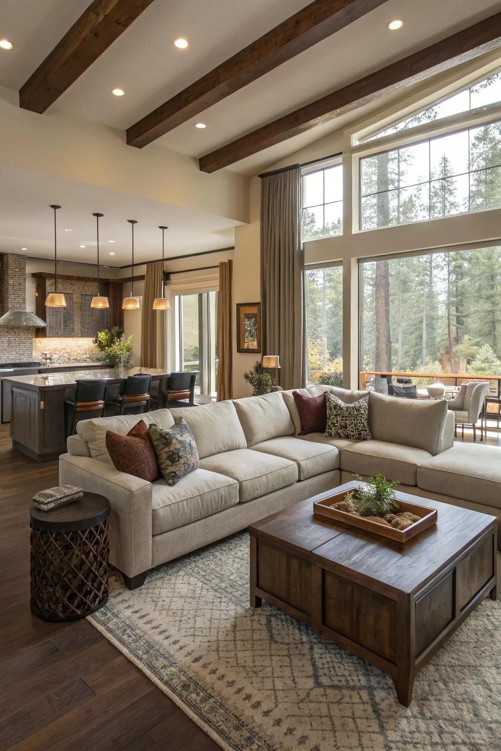 A sectional effectively defines a living space within an open-plan design.