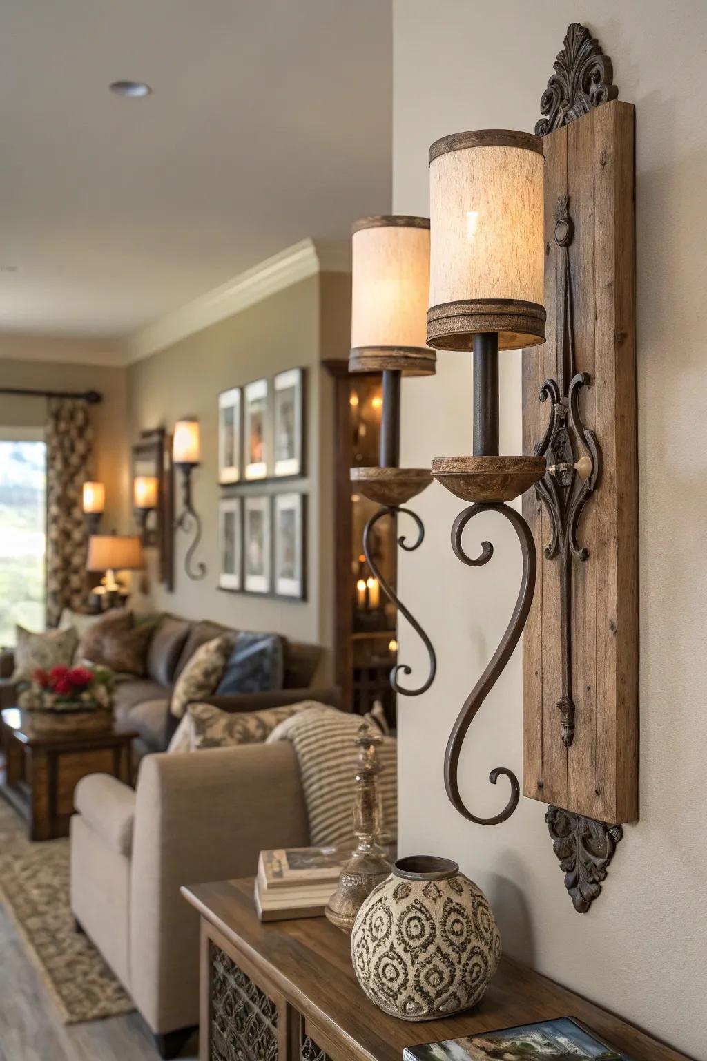 A mix of materials adds richness and depth to your walls.