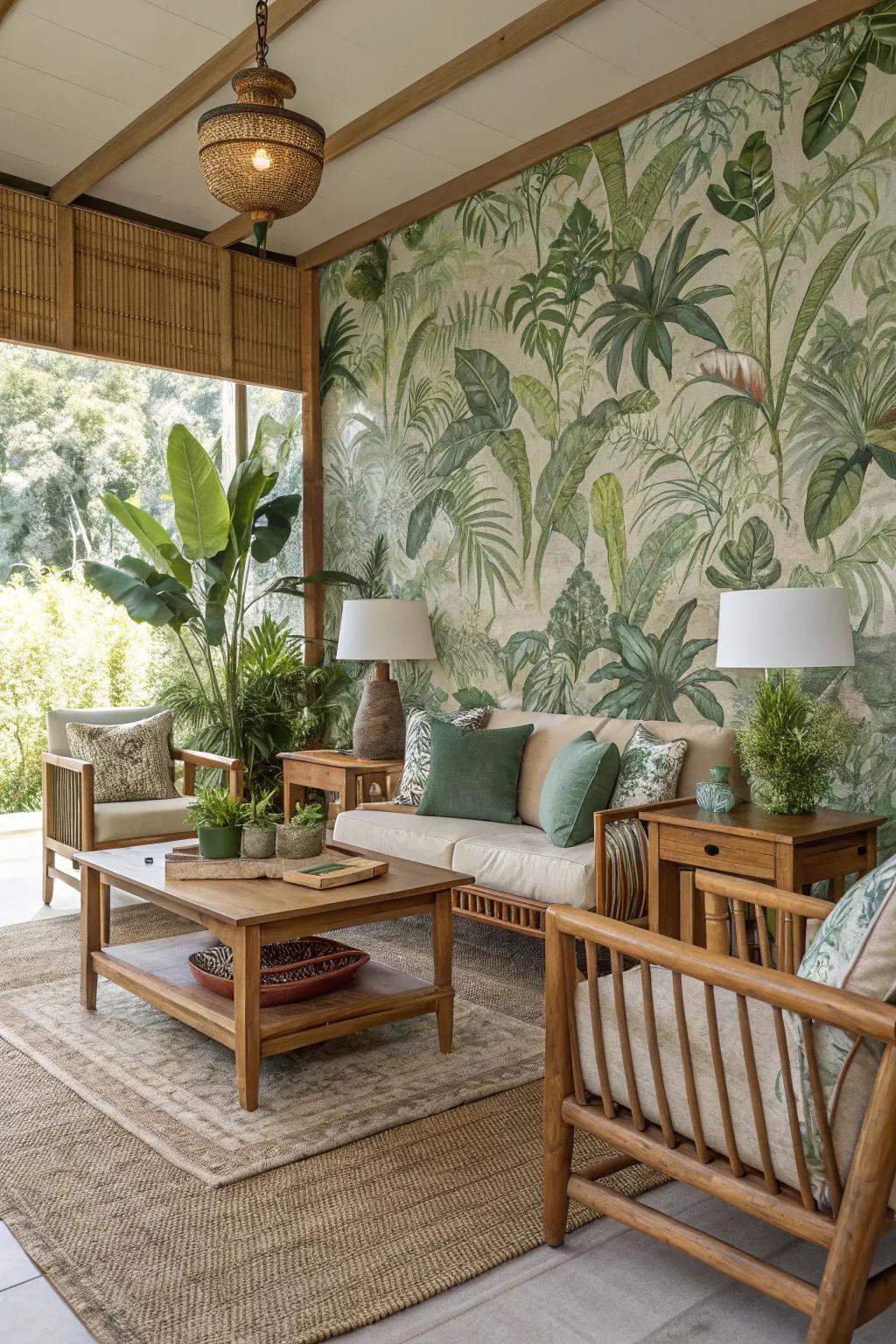 Botanical artworks foster a peaceful and energetic mood.