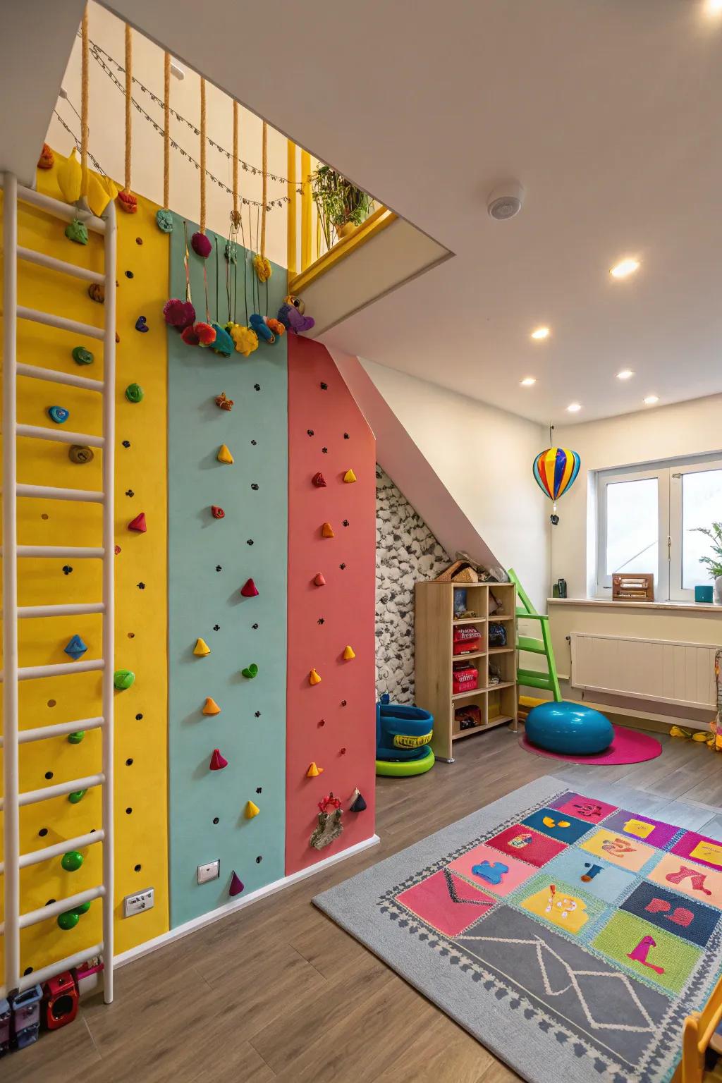An interactive climbing wall for adventurous playtime.